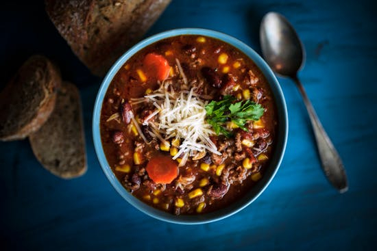 Three Bean Chili with Cornmeal Dumplings