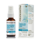 Pranarom Aromacalm Room and Linen Stress Relief Spray, in a 1 fl. oz. glass amber bottle with a chic blue and white label.