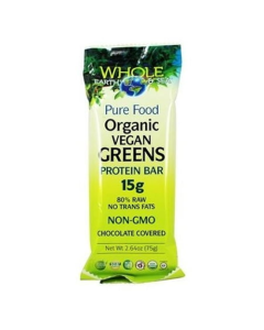 Natural Factors Whole Earth & Sea Vegan Organic Greens Protein Bar - Front view