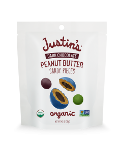 Justin's Dark Chocolate Peanut Butter Candy Pieces - Front view