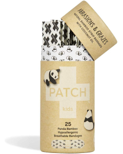 Patch Kids Organic Bamboo Adhesive Strip Bandages with Coconut Oil, 25 Count