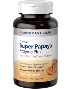 American Health Chewable Super Papaya Enzyme Plus, 180 Tablets