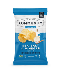 Community Snacks Kettle Cooked Potato Chips, Sea Salt & Vinegar, 5 oz.