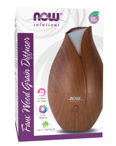 NOW Foods Ultrasonic Faux Wood Grain Essential Oil Diffuser