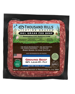 Thousand Hills Lifetime Grazed Grass Fed Ground Beef 92/8 - Front view