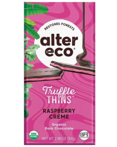 Alter Eco Raspberry Creme Truffle Thins Chocolate Bar, 2.96oz.