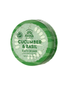 Pacha Soap Co. Cucumber & Basil Bath Bomb - Front view