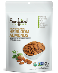 Sunfood Raw Organic Heirloom Shelled Almonds, 8 oz.