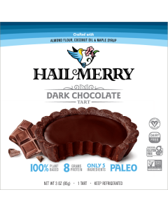 Hail Merry Dark Chocolate Tart - front of the white and blue box.