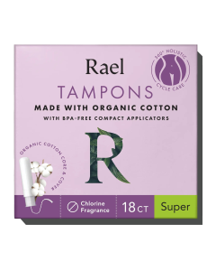 Rael Organic Cotton Tampons Super - Front view