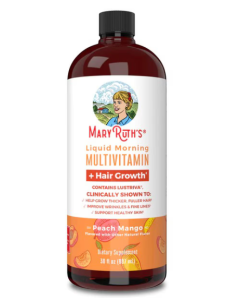 MaryRuth's Liquid Morning Multivitamin + Hair Growth Peach Mango, 30oz.