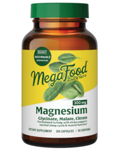 MegaFood Magnesium 300mg, 120 Capsules