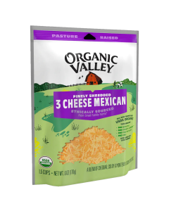 Organic Valley Finely Shredded 3 Cheese Mexican - Front view