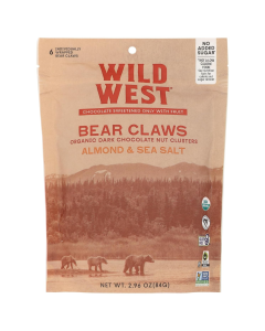 Wild West Almond & Sea Salt Bear Claws Dark Chocolate Nut Clusters - Front view