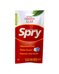 Spry Natural Xylitol Gum Cinnamon 55 Count Bag - Front view