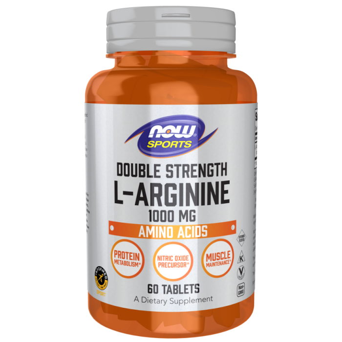 NOW Foods L-Arginine 1000 mg, Double Strength - 60 Tablets