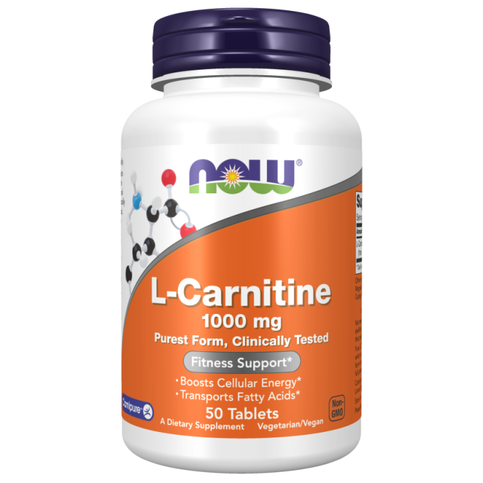 NOW Foods L-Carnitine 1000 mg - 50 Tablets