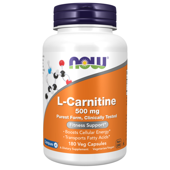 NOW Foods L-Carnitine 500 mg - 180 Veg Capsules