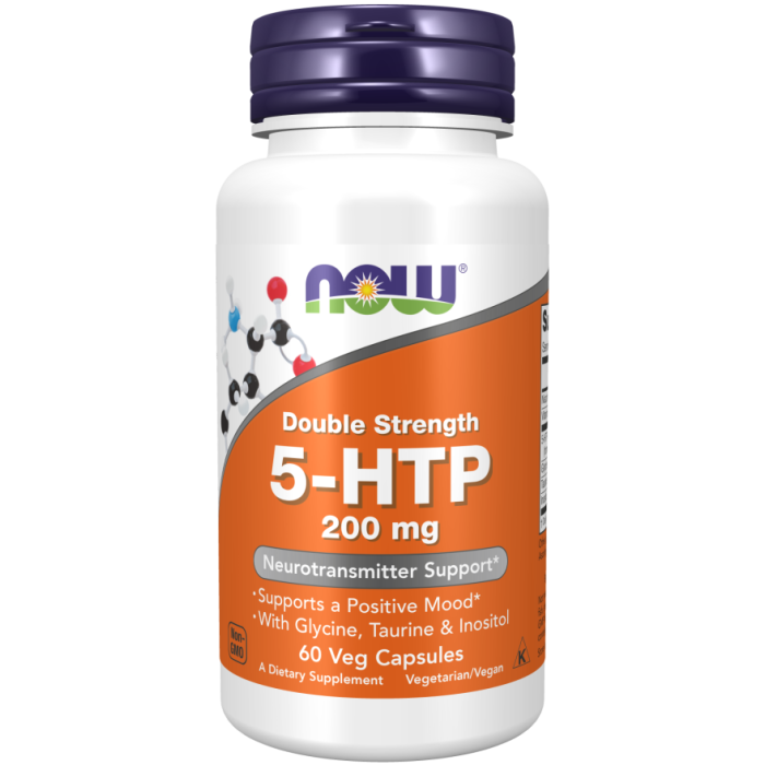 NOW Foods 5-HTP, Double Strength 200 mg - 60 Veg Capsules