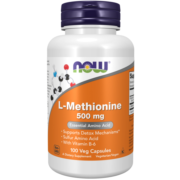 NOW Foods L-Methionine 500 mg - 100 Veg Capsules