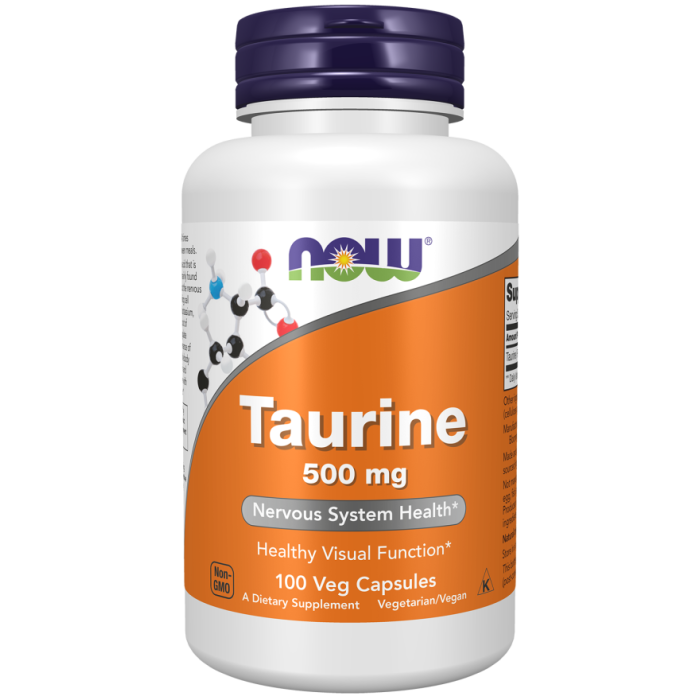 NOW Foods Taurine 500 mg - 100 Veg Capsules