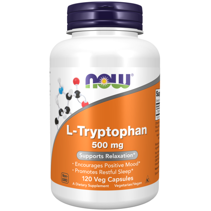 NOW Foods L-Tryptophan 500 mg - 120 Veg Capsules