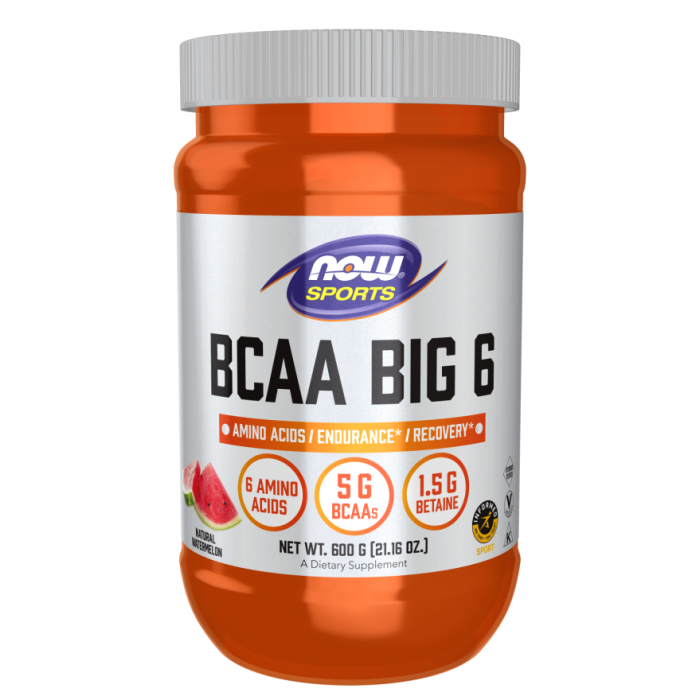 NOW Foods BCAA Big 6 Powder, Watermelon Flavor - 600 g