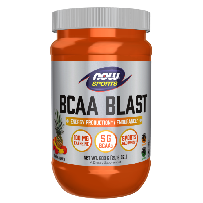 NOW Foods BCAA Blast Powder, Tropical Punch Flavor - 600 Grams