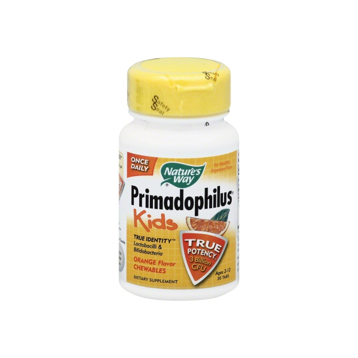 Nature's Way Orange Primadophilus for Kids, Age 2-12, 30 Chewable Tablets