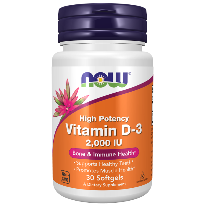 NOW Foods Vitamin D-3 2000 IU - 30 Softgels