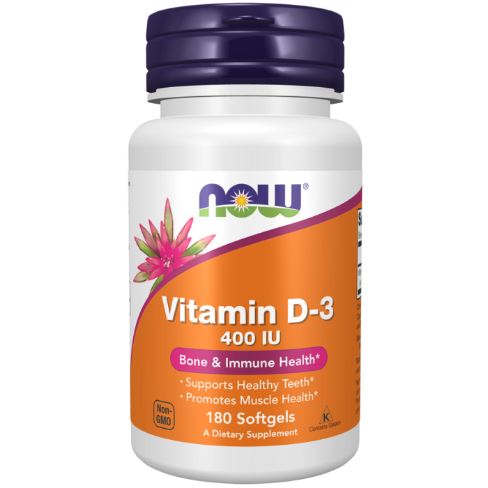 NOW Foods Vitamin D-3 400 IU - 180 Softgels