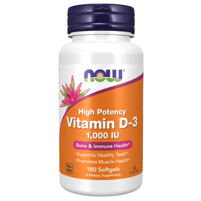 NOW Foods Vitamin D-3 1000 IU - 180 Softgels