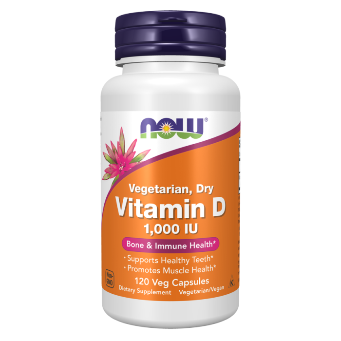 NOW Foods Vitamin D 1000 IU Dry - 120 Veg Capsules