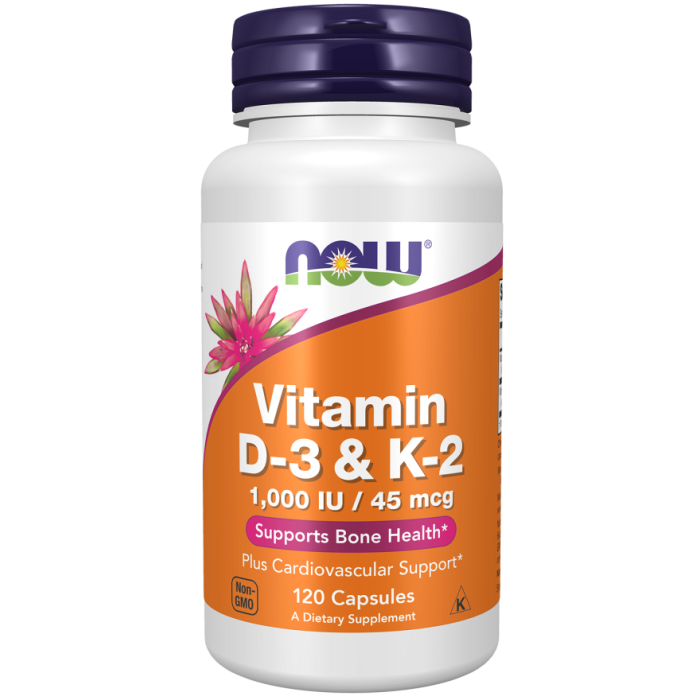 NOW Foods Vitamin D-3 & K-2 - 120 Capsules