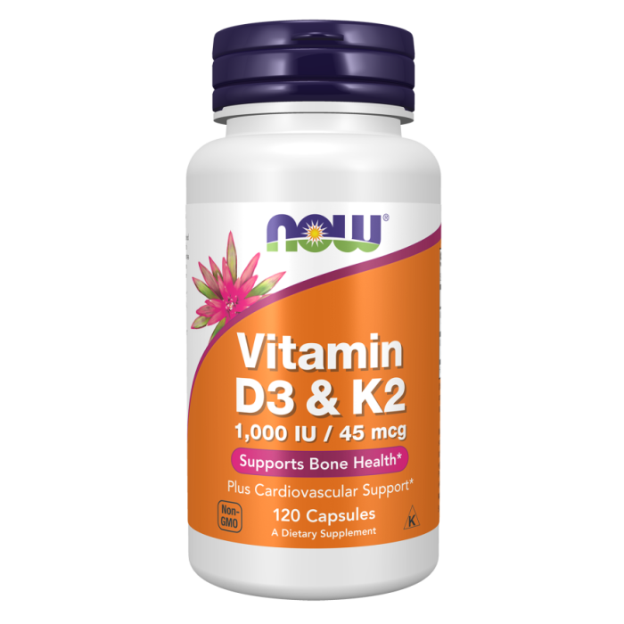 NOW Foods Vitamin D-3 & K-2 - 120 Capsules