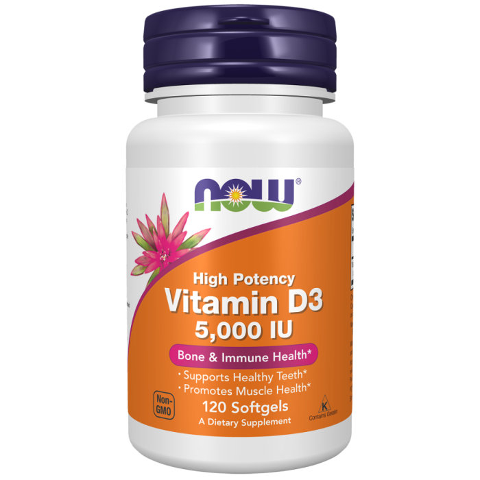 NOW Foods Vitamin D3 5000 IU - 120 Softgels