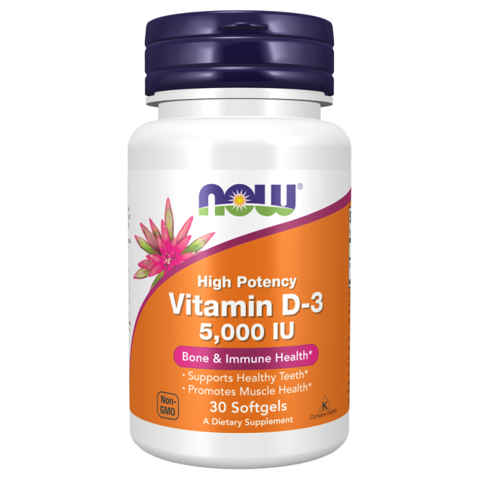 NOW Foods Vitamin D-3 5000 IU - 30 Softgels