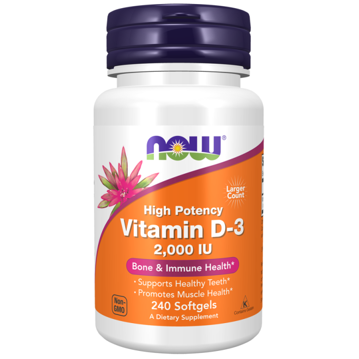 NOW Foods Vitamin D-3 2000 IU - 240 Softgels