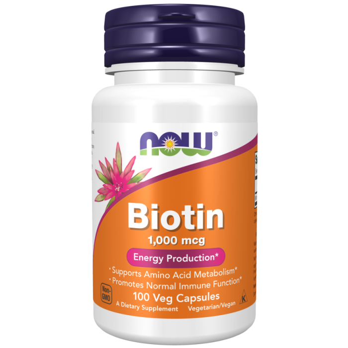 NOW Foods Biotin 1000 mcg - 100 Veg Capsules