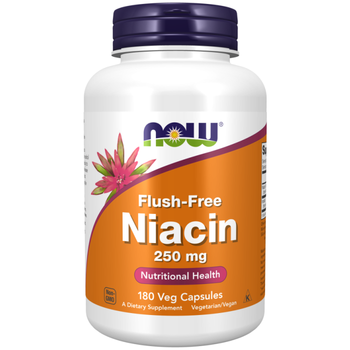 NOW Foods Flush-Free Niacin 250 mg - 180 Veg Capsules