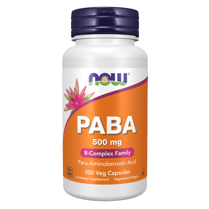 NOW Foods PABA 500 mg - 100 Veg Capsules