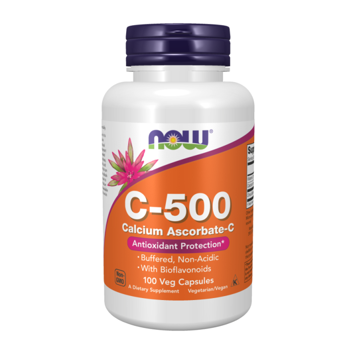 NOW Foods Vitamin C-500 Calcium Ascorbate-C - 100 Veg Capsules