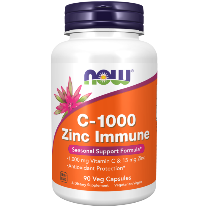 NOW Foods C-1000 Zinc Immune - 90 Veg Capsules