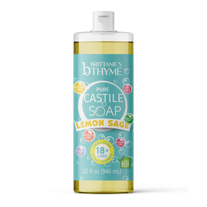 Brittanie's Thyme Lemon Sage Pure Castile Liquid Soap - Front view