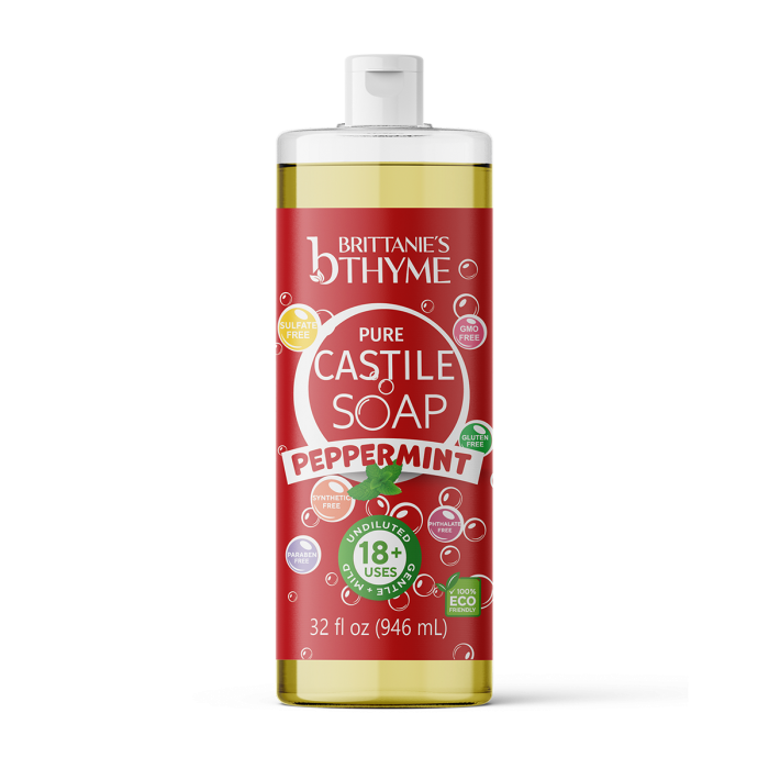 Brittanie's Thyme Peppermint Pure Castile Liquid Soap - Front view