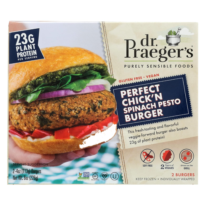 Dr. Praeger's Perfect Chick'n Spinach Pesto Burger - Front view