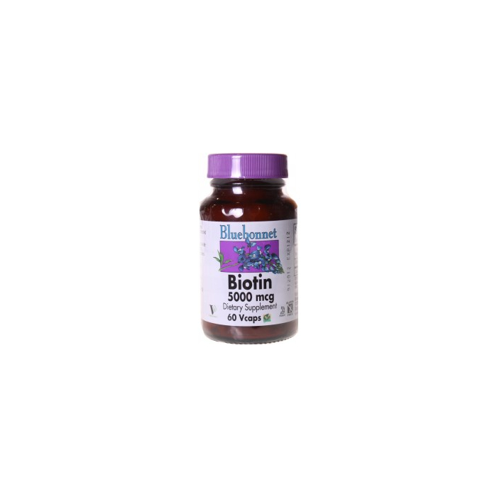 Bluebonnet Biotin 5,000 mcg, 60 Vcaps