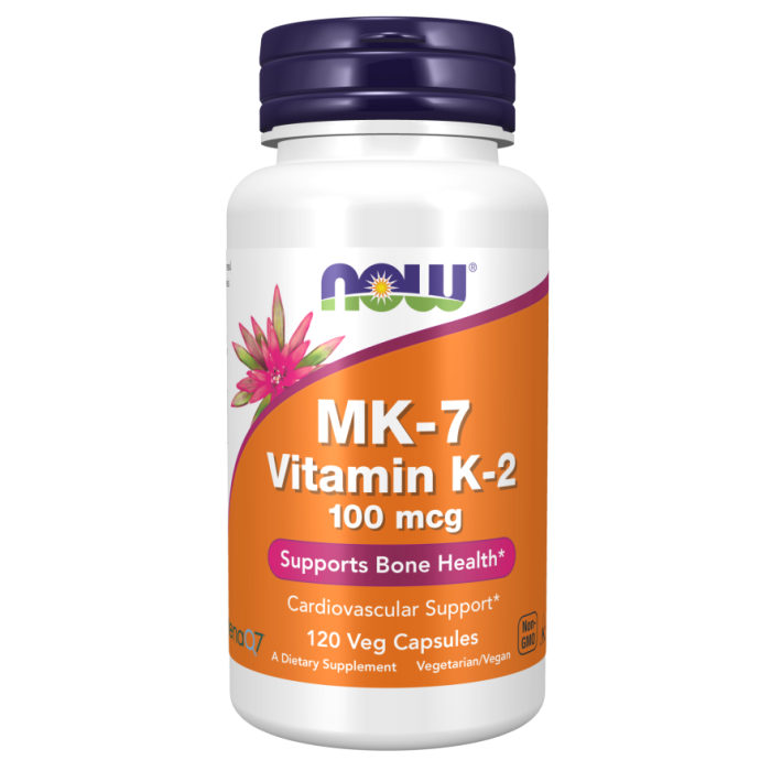 NOW Foods MK-7 Vitamin K-2 100 mcg - 120 Veg Capsules