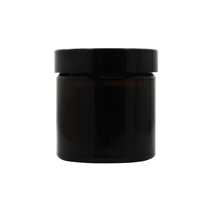 Sanctum Aromatherapy Amber Glass Cream Jar with Black Lid, 60 ml.