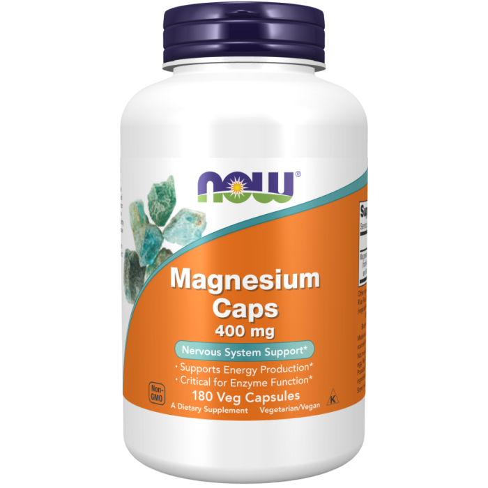 NOW Foods Magnesium 400 mg - 180 Veg Capsules